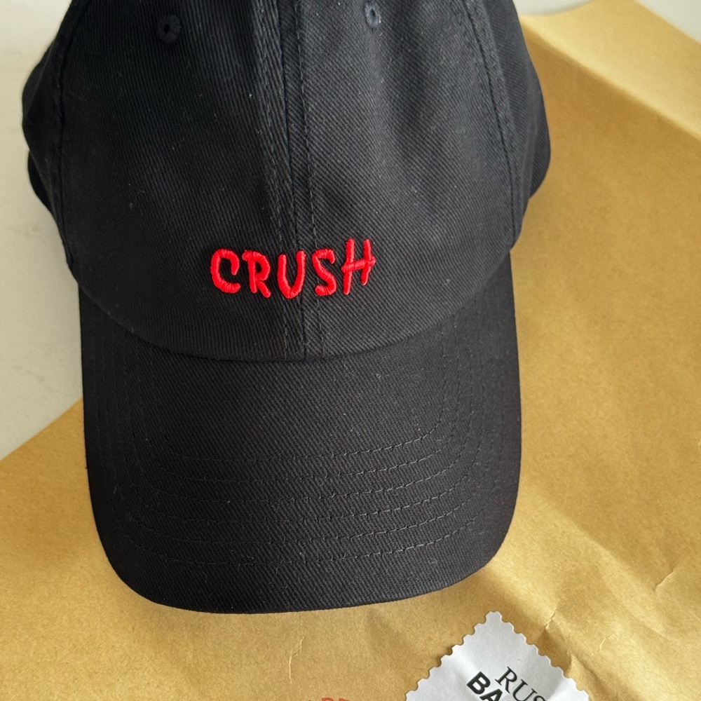 Stylish Black Cap with Red 'CRUSH' Embroidery